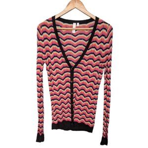 SI-IAE Silk Cashmere Chevron Cardigan | Designer Rainbow Knit